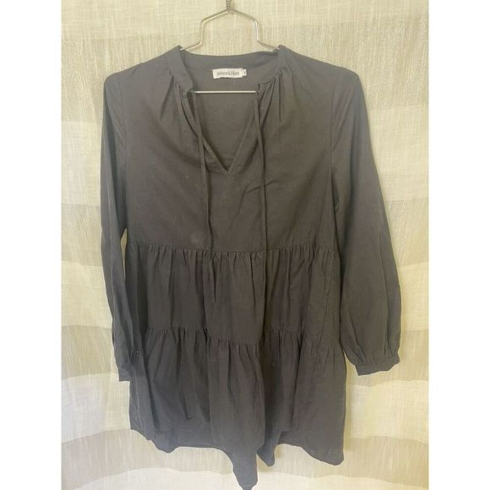Atmos & Here Tiered V neck Black Dress Size 10 NWOT
